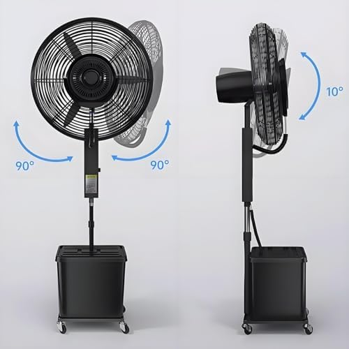 High-Velocity Outdoor Misting Fan - 30" Oscillating Spray Fan with 42L Water Tank, 3 Speed Settings, 90° Oscillation for Patio & Porch Cooling - Commercial Industrial Floor Fan