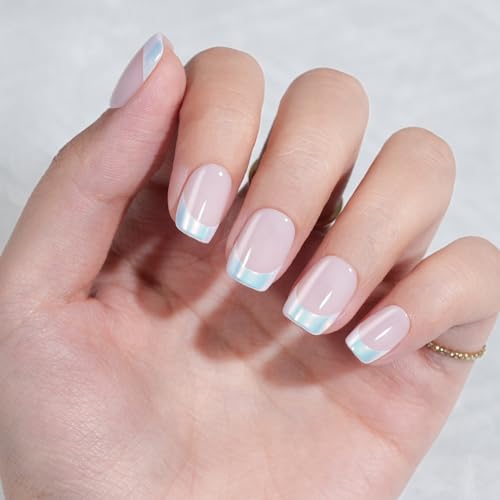 French Tip Press on Nails Short, Jofay Fashion Soft Gel