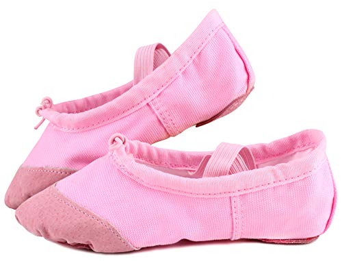 image for LONSOEN Ballet Slipper Shoes Split-Sole Dance Flat for Girls (Toddler/
