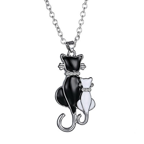 Feilok, collana con ciondolo a forma di gatto, placcata in argento, dal design minimalista