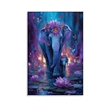 KNZVCXUEH Madre Elefante y su Cría Imagen En Lienzo Póster Fotográfico Animales de la Jungla Pintura Al Óleo Dormitorio Cocina Restaurante 08x12inch(20x30cm)