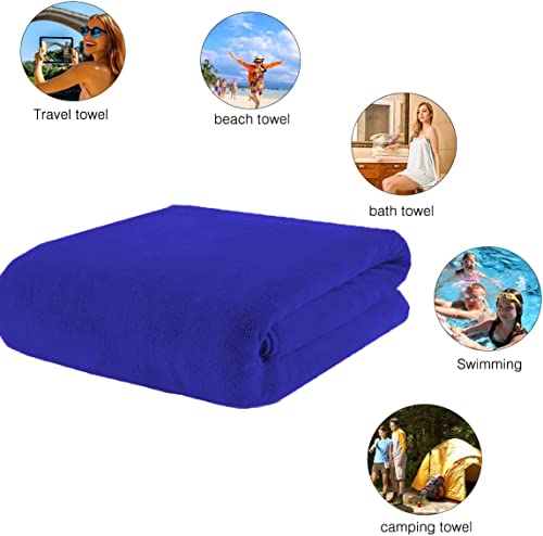 Mylsmple Luxury Microfiber Bath Towel Extra Large Bath Sheet Blue Beach Towel Fast Drying Hotel Bathroom Towel (36 Inch X 72 Inch, Dark Blue) #TOP7