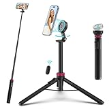 ULANZI 61'' Magnetic Selfie Stick Phone Tripod with Wireless Remote, Extendable Cell Phone Holder Stand, Compatible with MagSafe, Cellphone Tripod for iPhone 17 16 15 14 13 12 and Android Phones