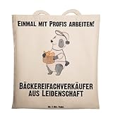 Mr. & Mrs. Panda Shopping Tasche Bäckereifachverkäufer Leidenschaft - Geschenk, Lustig, Jutebeutel, Beruf, Einkaufstüte, Einkaufstasche, Bäckerei, Tote Bag, Backstube, Spruch