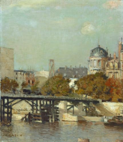 Scène parisienne avec pont de Cazin affiche nostalgie Paris déco de charme