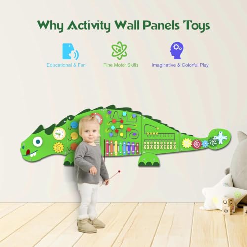 Image of Activity Wall Busy Board for Toddlers: 9-in-1Interactive Activities | Montessori Sensory Toys Panel for Playroom - Build Fine Motor Skills & Hand-eye Coordination - Gift for Kids Age 3+