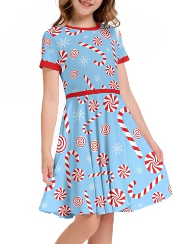Ainuno Girls Christmas Dress Funny Holiday Outfits,Big Girl 7-14 Years2