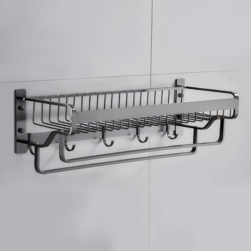 Image of IBELL 56 cm (22-Inch) Towel Rack with Hooks | Towel Rod | Towel Hanger | Bathroom Organizer| Corrosion Resistant, Anti-Peel and Scratch Resistant |