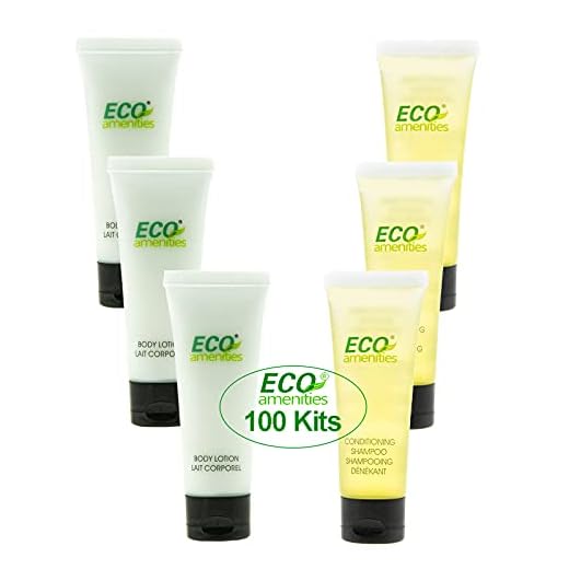 ECO amenities 2-Piece Hotel Toiletries Bag; Total 200 PCS (100 Kits) Small Hotel Shampoo and Conditioner 2 in 1, Travel Size Lotion Bulk Set; Guest Bathroom Hotel Toiletries | Travel Size Toiletries in Bulk