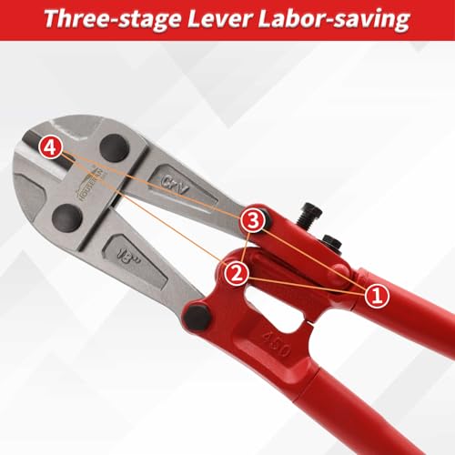 HOUSERAN Bolzenschneider 45,7 cm – Schwerlast-Drahtschneider für Zäune, Ketten, Schrauben und Schlösser, Metallschneider, Bowdenzugschneider