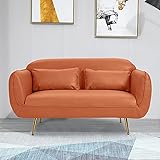 ODLA Sofá Doble, Sillón De Salón Tapizado De 2 Plazas Más De Ancho, Sofá De Espalda Alta, 120 Cm 221203(Color:Naranja)