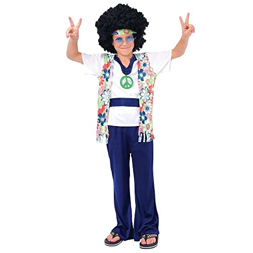 Hippie Dude Boys Fancy Dress Childrens 60's Costume Medium (disfraz)