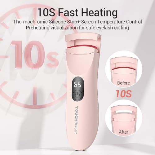 TOUCHBeauty Heated Eyelash Curler with LED Display,Rechargeable Electric Eyelash Curler,3 Temperature Modes, Color Changing Silicone Pad, 10s Quick Heat and Long-Lasting AG-2316APK - Image 5