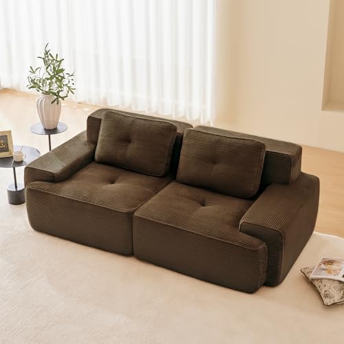 Image of Corduroy Modular Sectional Sofa, Oversized Cloud Couches for Living Room