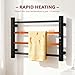 LINKLIFE Heated Towel Warmer Rack for Bathroom, Wall Mounted Towel Rack, IPX4 Waterproof Towel Warming Rack with Timer 1-8 H & Temperature Control 100-140°F, Towel Rack Warmer with 4 Bars, Black
