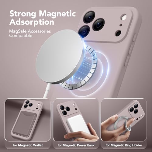 Image of Magnetic for iPhone 17 Pro Max Case, Compatible with MagSafe, [Full Camera Protection][Screen Protector] Silicone Shockproof Protective Phone Case for iPhone 17 Pro Max 6.9 inch, Hazel