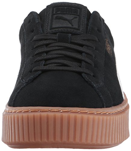 Puma Unisex-Child Suede Platform Sneaker, Black White, 13 M US Little Kid