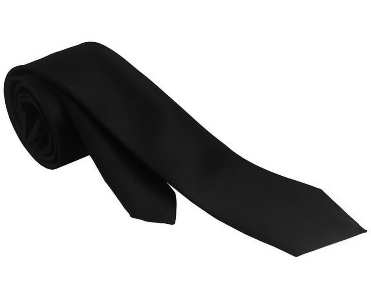 random stripe Classic Black Tie For Men Business and Wedding + Gift Box Pure Color Necktie-picture-5