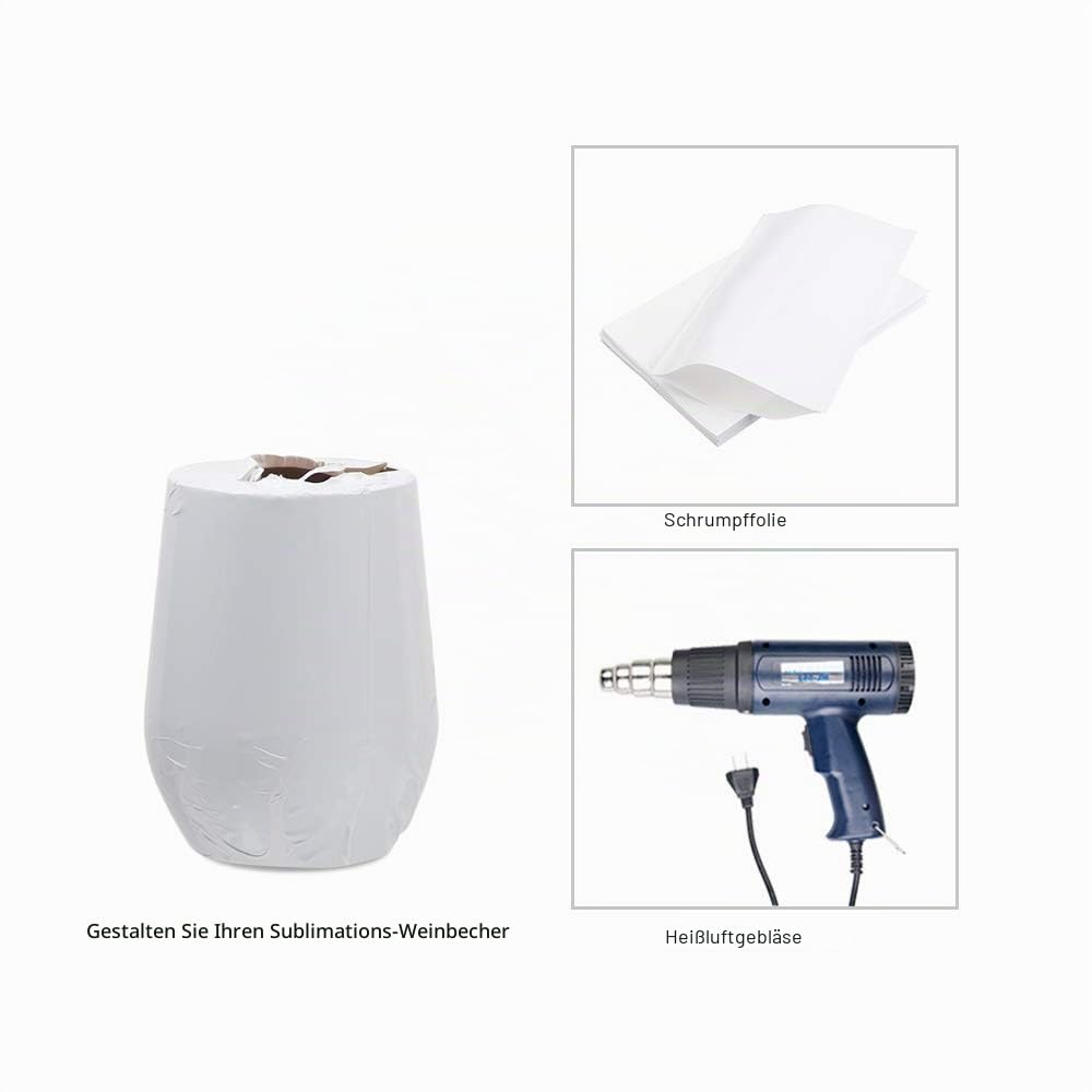 PYD Life Sublimationsrohlinge Weingläser, weiß, 340 ml, Edelstahl, isoliert, ohne Stiel, mit Deckel, 6 Stück