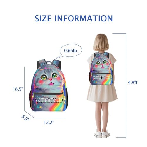 Custom Backpack for School Girls & Boys - Cute Animal 17 Inches Big Bookbag for Student & Kids 8-12 in Kindergartens & Primary, Heavyduty & Personalized Schoolbag (American Shorthair Style)3