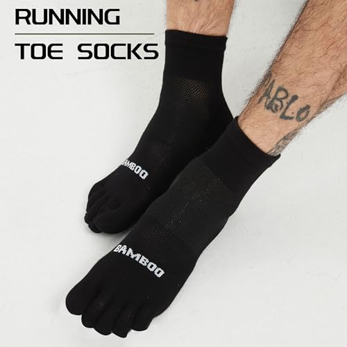 Sunew Toe Socks for Men Women,Viscose Breathable Athletic Running Five Finger Ankle/Quarter Socks 3 Pairs2