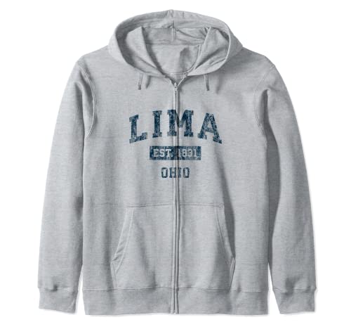 Lima Ohio OH Diseño deportivo vintage estampado azul marino Sudadera con Capucha