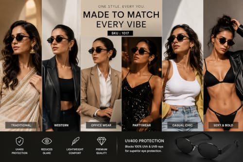 Image of FAVELA Retro Oval Sunglasses for Women & Men | Trendy Metal Sun Glasses Classic Shades | UV400 Protection Retro Oval Sunglasses Vintage Style.