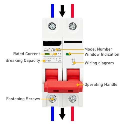 Disjoncteur de batterie bipolaire avec protection contre la rotation DZ47B 2P