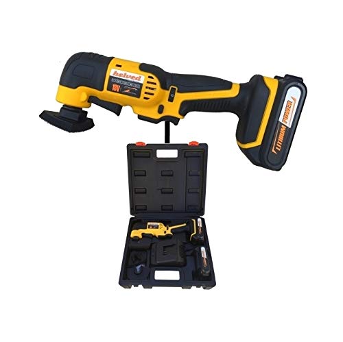 Utensile multiuso/multifunzione/Mini Smerigliatrice/Levigatrice triangolare con doppia batteria Li-ion 2.0 Ah con accessori Helved