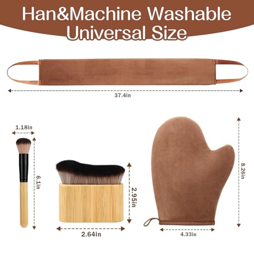 4 en 1 ayuda de crema para la espalda, juego de guantes autobronceadores, 1 guante, 1 aplicador de espalda, 1 aplicador facial, 1 cepillo para el cuerpo - imagen 2