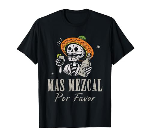 Mas Mezcal Por Favor Funny Cinco De Mayo Bartender Mezcal T-Shirt, Men, Black, Medium