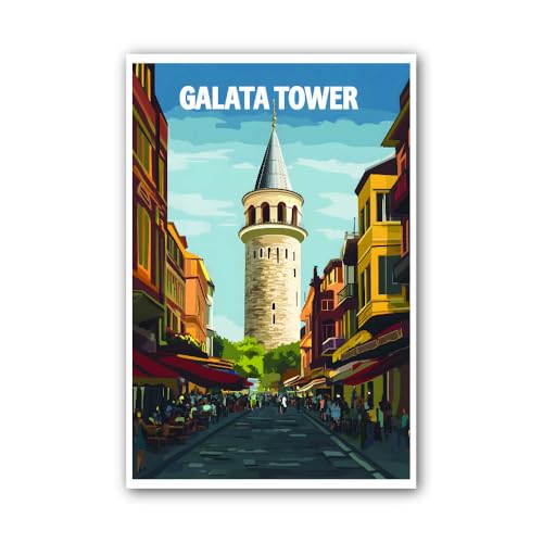 2 (Pieces) 3" and 5" The G@lata Tower Sticker, Waterproof Vinyl Decals for Many Purpose Like Cars, Trucks, Laptops, Phones, Windows and More