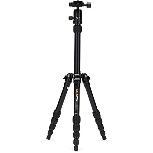 MEFOTO BackPacker Classic Lightweight 51.2' Aluminum Travel Tripod Kit w/Case, Twist Locks, Double Action Ballhead w/Arca Swiss Plate - Black (A0350Q0K)