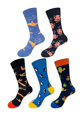 EmaoFun Chaussettes Fantaisie Homme, Chaussettes Originales Motifs Amusantes 40-46(Ocean Park)