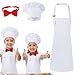 XLSXEXCL Kids Chef Apron and Hat, Adjustable Kitchen Cooking Apron with Pockets and Bow Tie Baker Chef Costume for Girls Boys