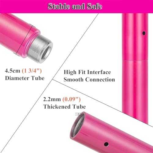 Barre de danse silicone rose rotative et statique de 2,3m réglable sans perçage pour la maison - 6