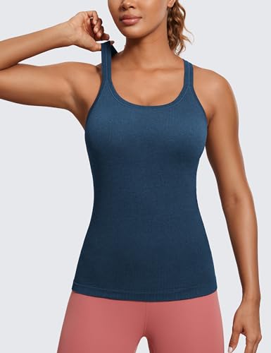 Image of CRZ YOGA Seamless Rib Scoop Neck Tank Tops