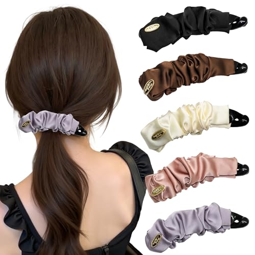 5 Pcs Satin Banana Hair Clips for Fine and Thin