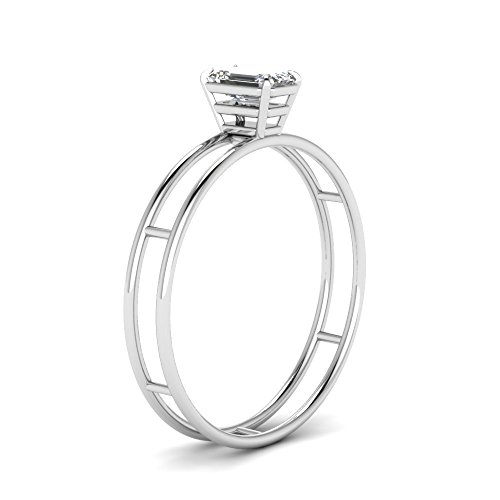Bague émeraude en argent sterling 925 solitaire fendu chic pour femme