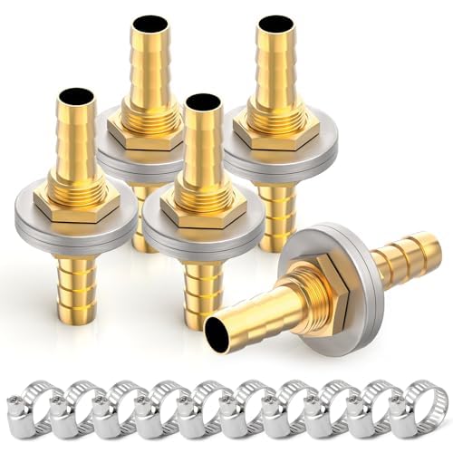 Manguera de 8 mm con conectores de latón recto y abrazaderas para reparaciones del jardín de casa