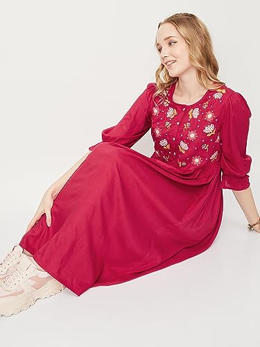 Image of Max Women A-Line Embroidered Midi Dress
