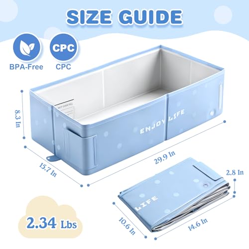 Image of Toddler Bath Tub for Shower, Foldable Baby Bathtub, Portable Kids Bathtub & Collapsible Bathtub for Toddlers 1-8, Infant Newborn, Travel Baby Bath, Banera para Bebe, Blue