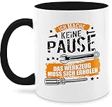 Statement Tasse mit Spruch - Ich mache keine Pause, das Werkzeug muss sich erholen - schwarz - Unisize - Schwarz - ich mache keine pause tasse - Q9061 - Kaffeetasse und Teetasse 325 ml
