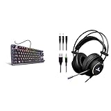 Krom Kernel Tkl Teclado Mecánico Español Gaming RGB, Color Negro + LYCANDER Auriculares de Diadema para Juegos con luz LED para micrófono, Entrada de 3,5 mm, para PC, PS4, Xbox One, Nintendo Switch