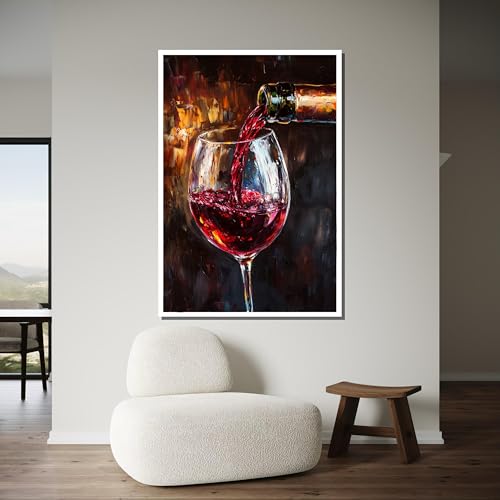 Toile vin rouge peinture abstraite idée cadeau esthétique bar