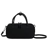 PUレザー レトロ ショルダーバッグ 無地 つや消し スモール スクエアバッグ 大容量 万能 スリングバッグ 旅行 ショッピング ハンドバッグ, ブラック, 260.00x70.00x120.00mm