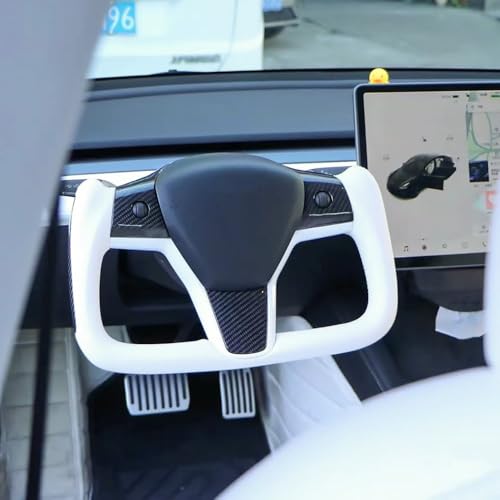 Tlyard Yoke Steering Wheel Personalized for Tesla 3 Y, Black Nappa Leather for Tesla Model 3 2017-2023, Model Y 2019-2024 With Heating Function by Tlyard - Used condition - Image 6