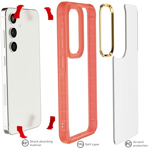 Image of Ghostek Covert Clear Samsung Galaxy S24 Case with Military Grade Shockproof Protection, Non-Slip Grip, Protective Silicone Phone Cover Designed for 2024 Galaxy S24 (6.2 inch) (Pink)