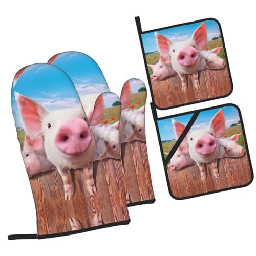 Manoplas de horno de cerdos para barbacoa y microondas: pack de 4 piezas 3