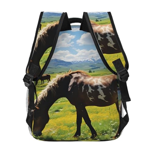 Casual Backpack for Women Men Horses Grazing Lightweight Daypack Large Capacity Nurse Bag4